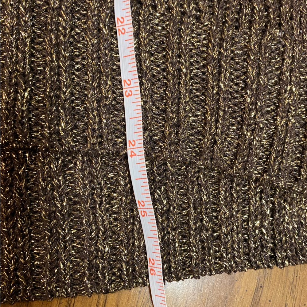 I Jeans by Buffalo Metallic Gold and Brown Crochet Knit Sweater Size Medium - Picture 7 of 10